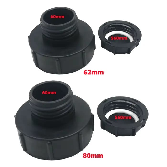 Connecteurs de réservoir IBC S60/100mm, embouts à filetage grossier S62/80/100mm, Joints réducteurs,