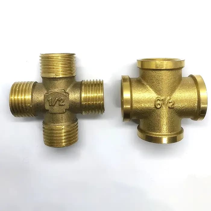 Connecteur de tuyau en laiton croisé 1/2 "3/8", filetage mâle femelle, raccord en cuivre, Joint bout