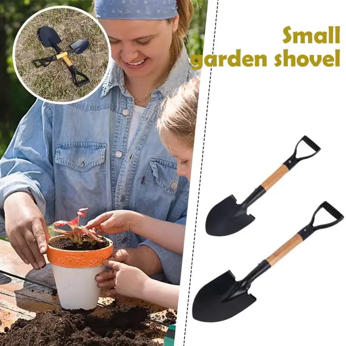 Mini pelle de jardin 36/50,5 cm avec manche en bois, pelle pointue en acier au carbone, petit outil de jardinage pour planter des fleurs et des légumes