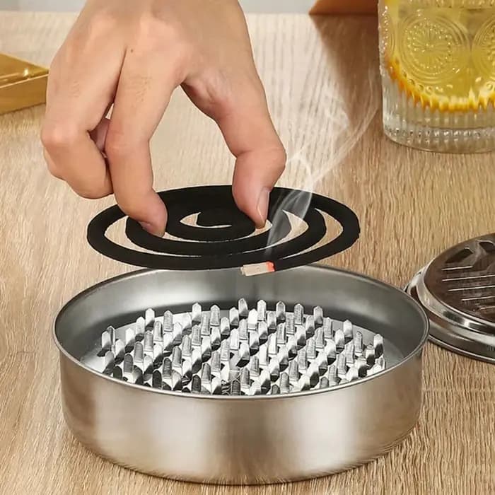 Support pour spirales anti-moustiques en acier inoxydable, boîte à spirales anti-moustiques avec cou