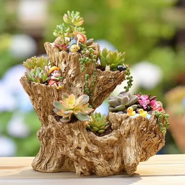 Pot de fleurs en résine pour plantes succulentes, support en pot de bureau, en forme d'arbre créatif