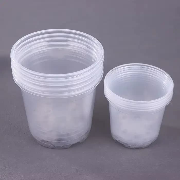 Pots de semis 5 pièces 3/3.5/4/5/6 pouces serre Pot de fleurs en plastique Transparent trou de Drainage Pot respirant Pot de fleur de pépinière