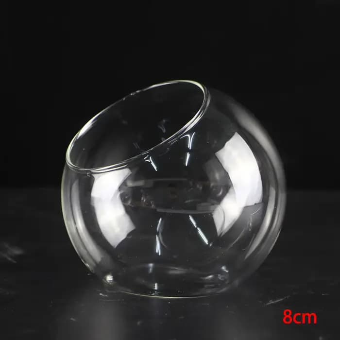 Micro vase en verre à bouche inclinée paysage bricolage, récipient pour plantes, pot de fleur rond,