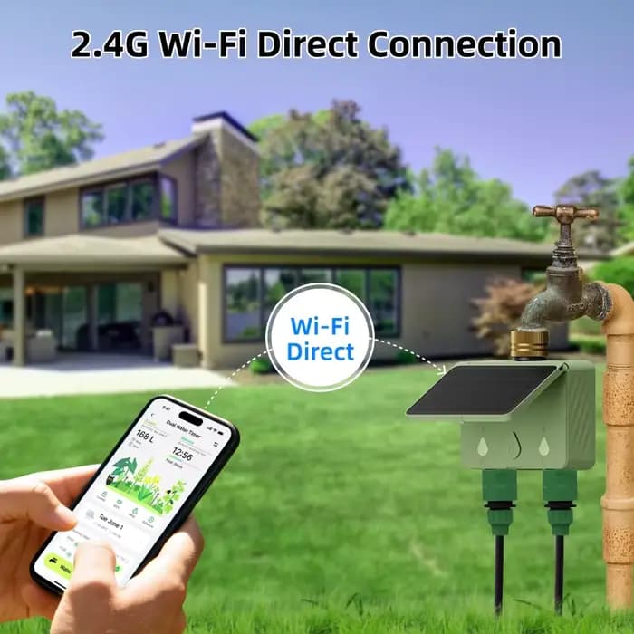 Programmateur d'arrosage intelligent Tuya WiFi 2 zones, contrôleur d'irrigation de jardin à énergie