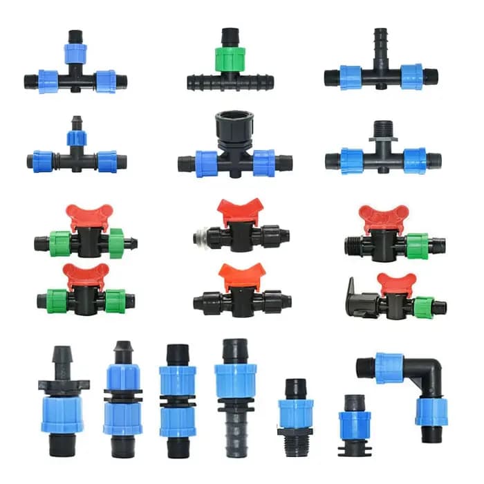 Valve de robinet à bande d'égouttement d'irrigation, 16mm, 5/8 pouces, coude, extrémité en T, connec