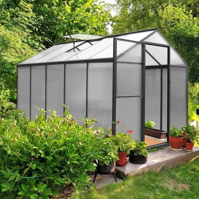 Serre pour 6' x 10', maison verte en polycarbonate avec évent réglable