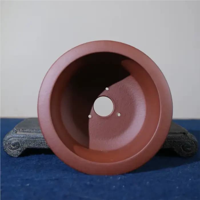 Pot à fleurs en argile violette, pot à bonsaï circulaire, fait main, sur trois pieds, pour plantes en pot de table, style classique antique Yixing