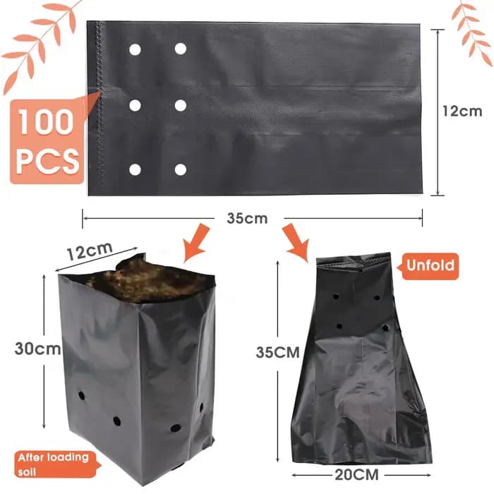 Sac de culture de plantes en PE noir