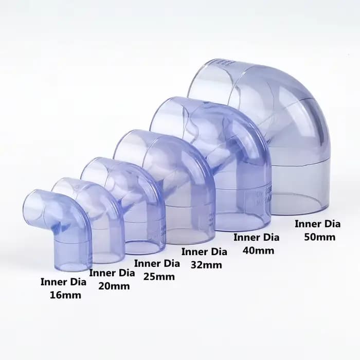 Connecteur en PVC bleu Transparent, 16 20 25 32 40 50mm, Joints coudés UPVC pour Aquarium, réservoir
