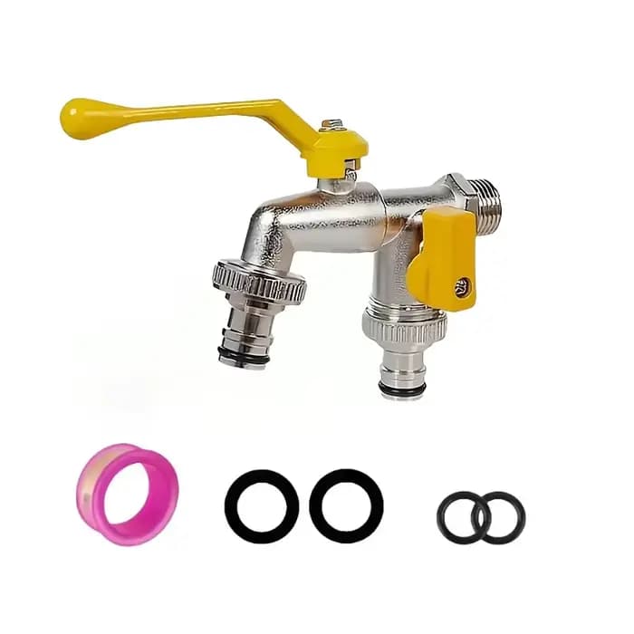 Robinet de jardin à double sortie - connexion de 1/2 pouce, idéal pour l'arrosage et l'entretien des