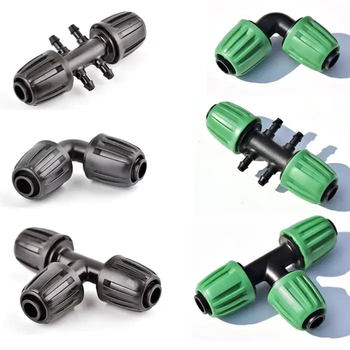 Séparateur de connecteur de tuyau PE 16mm 1/2 '', 5 pièces, couplage en T, verrouillage fileté à tuy