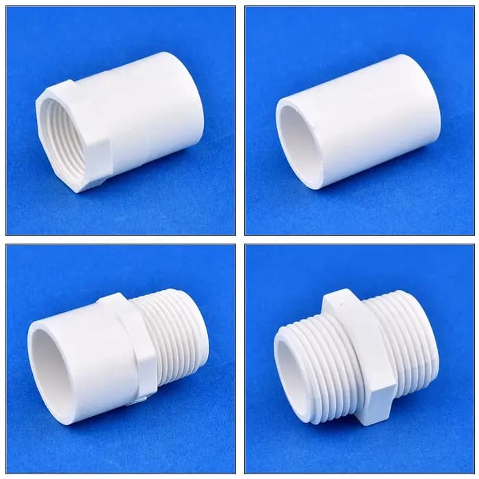 2pcs blanc PVC traversant le connecteur de tuyau d'eau d'irrigation de jardin 1 / 2 "~ 1.5" mâle / f