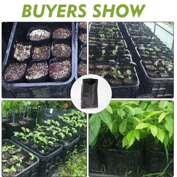Sac de plantation de semis PE épais, Pot de culture de plantes de pépinière respirant noir pour jard