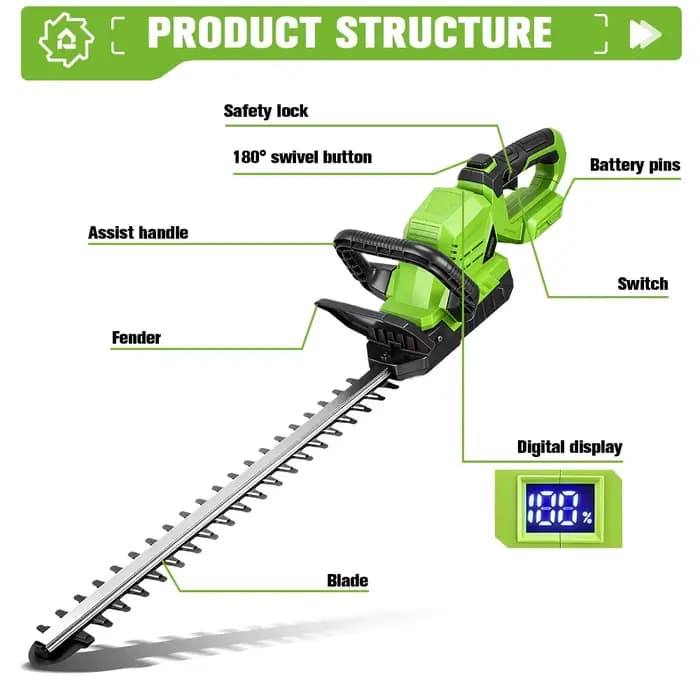 ONEGREEN 2000W taille-haie électrique sans fil 25000 tr/min multifonctionnel pelouse jardin taille outils électriques pour Makita batterie broche
