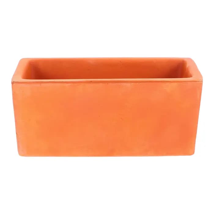 Petit pot à fleurs rectangulaire en terre cuite, pot de fleurs en terre cuite rustique avec trou de drainage, récipient en poterie pour jardin d'intérieur, bol à plantes