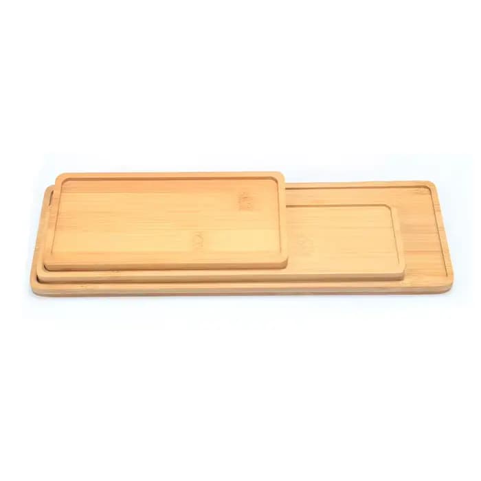 Soucoupes rectangulaires pour plantes en bambou