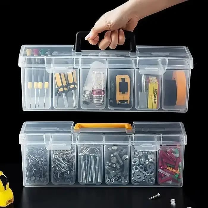 Nouveauté 2026 : Boîte de rangement transparente portable à compartiments pour pièces