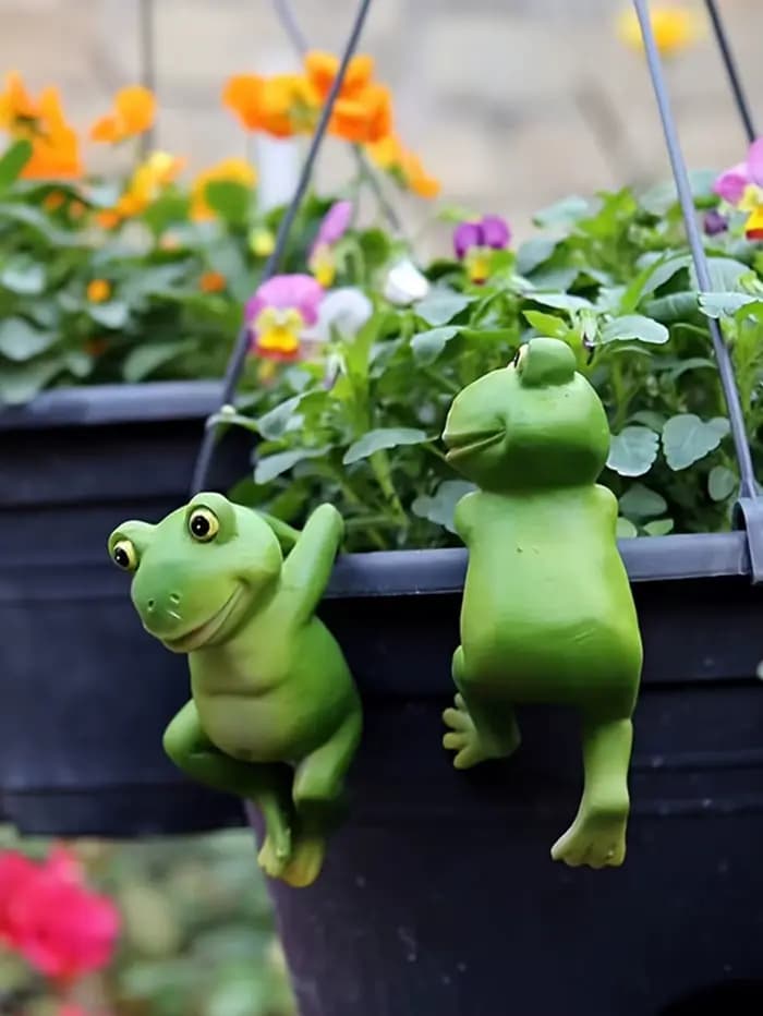 Bonsaï d'art de jardin, 3 pièces, ornements décoratifs créatifs, dessin animé animal grenouille, pot