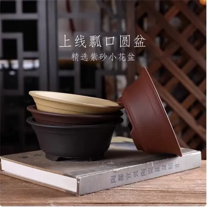 Pot de bonsaï en poterie fait à la main en argile violette