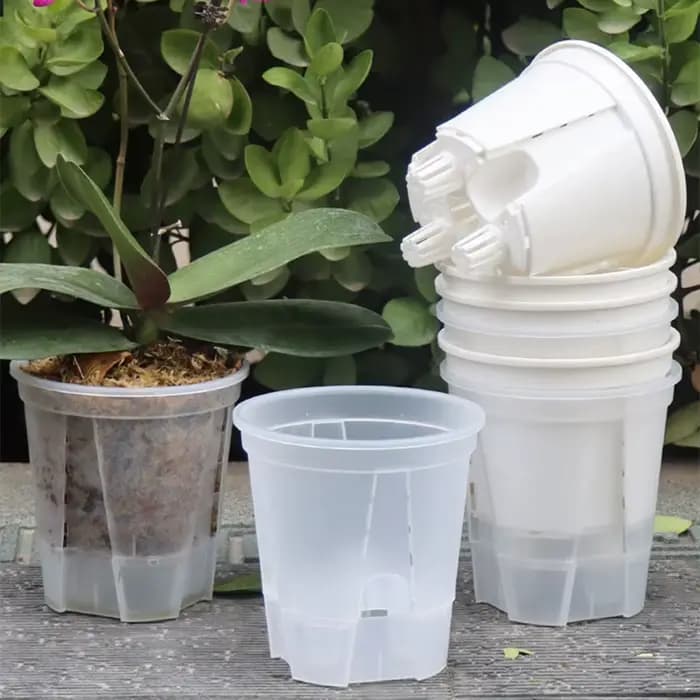 Pot d'orchidée transparent avec trous, contrôle des racines, pots de pépinière transparents, plastiq