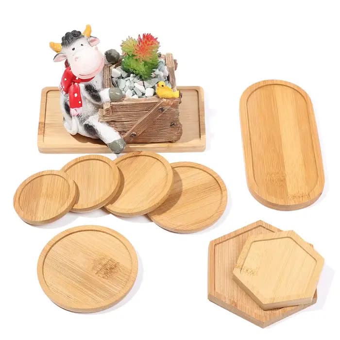 Pot de Fleurs Simple en Bois de Bambou, Rond, Carré, Hexagone, Rectangle, user inières de Base, Support pour Succulentes, Support pour Bonsaï, Décoration de Maison