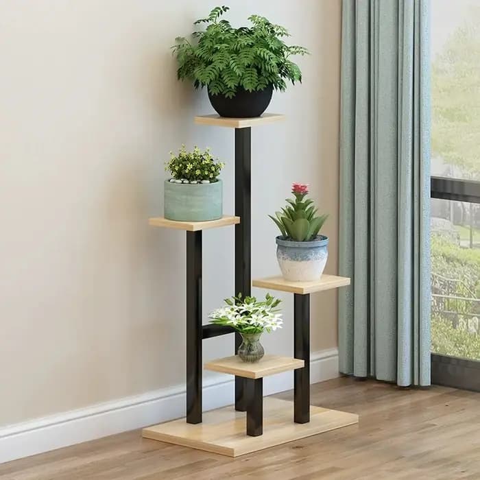 Étagère à plantes de terrasse, étagère de rangement à niveaux pour serre, étagère à plantes d'extérieur, étagère d'angle de jardin, mobilier de salon de jardin de style Mid-Century