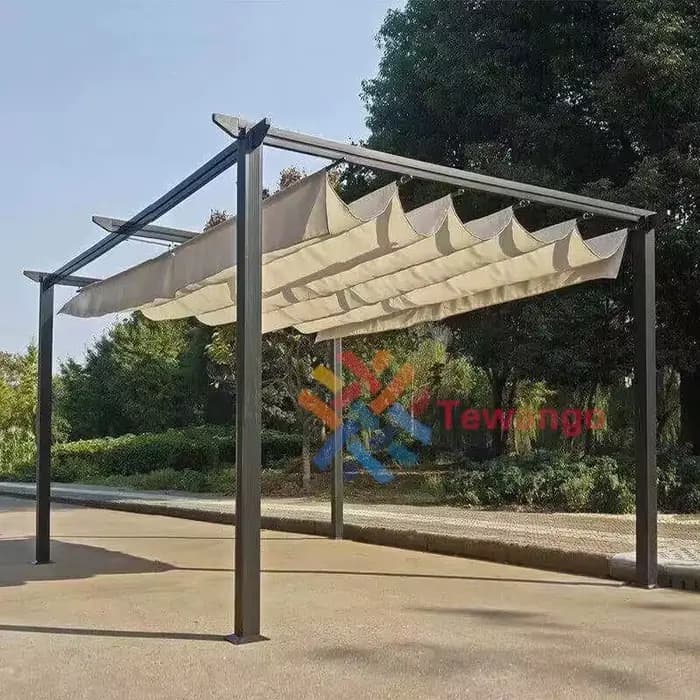Pergola de taille personnalisée, tissu imperméable + accessoires d'installation, filet d'ombrage ond