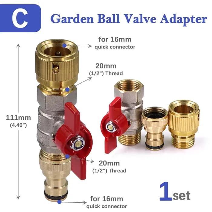 Adaptateur de tuyau de robinet à bille en laiton