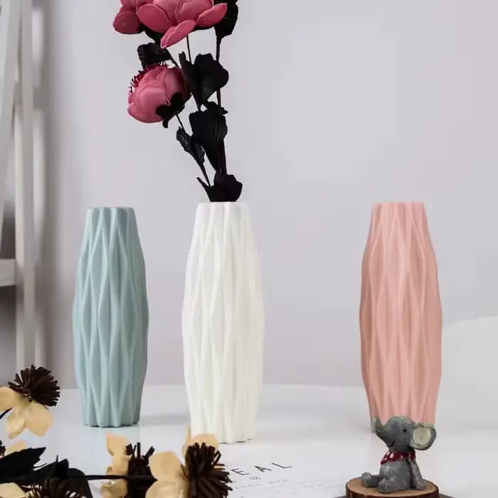 Vase en plastique découpé au diamant – Pot en céramique imitation incassable pour la décoration de la maison