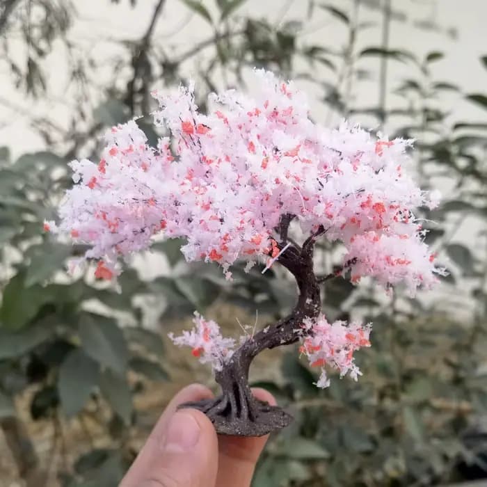 Modèle d'arbre de cerisier en fleurs rose 10/15cm