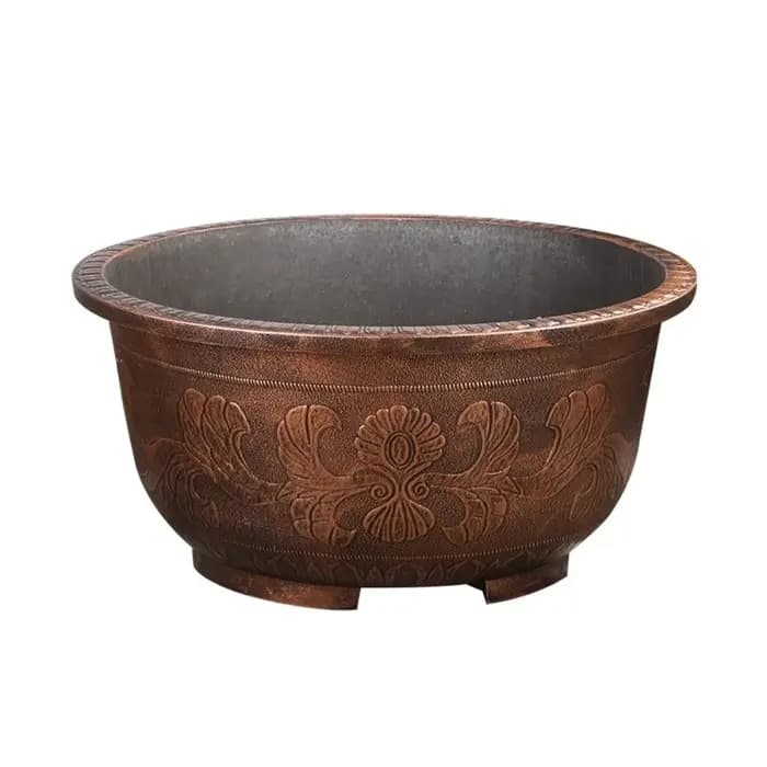 Pot de fleurs en résine Lotus, grande capacité 7,5 L, réservoir d'eau, hauteur 19 cm, pot de fleurs rétro en cuivre bronze, jardinage à domicile
