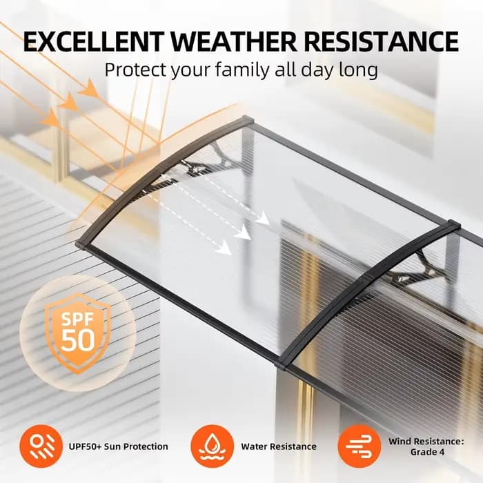 Auvent d'extérieur en Polycarbonate, couverture de toit étanche pour porte d'entrée, Patio, fenêtre,