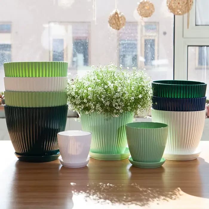 Pot de fleur rond jardinières succulentes Pot de plante avec plateau bureau balcon maison jardin décoration extérieur en Pot 5 tailles