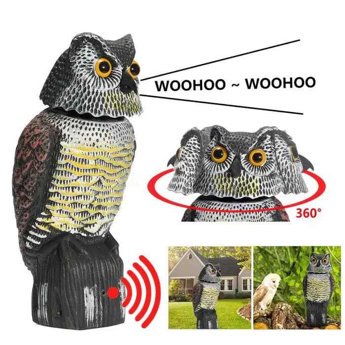 Répulsif d'oiseaux réaliste, leurre de hibou, épouvantail, épouvantail, oiseaux, hibou, propagateur,