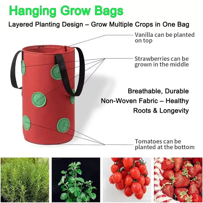 Sacs de culture suspendus pour fraises et tomates, sac de plantation suspendu, jardin vertical, pot