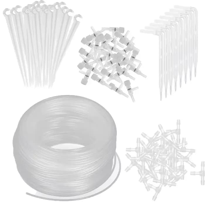 Kit d'irrigation par Micro goutte-à-goutte Transparent, 1/4 pouces, régulateur de flèche courbé, con