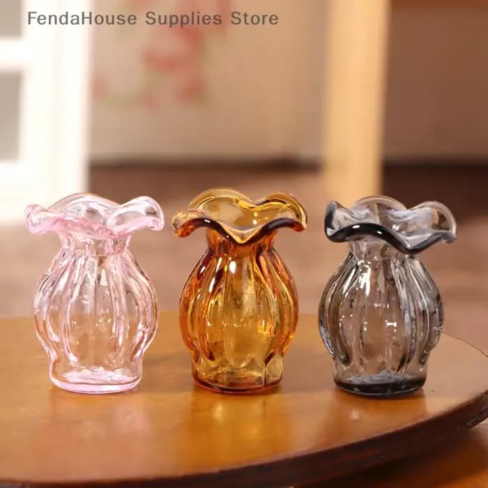 Vase en verre miniature pour maison de poupée 1:12
