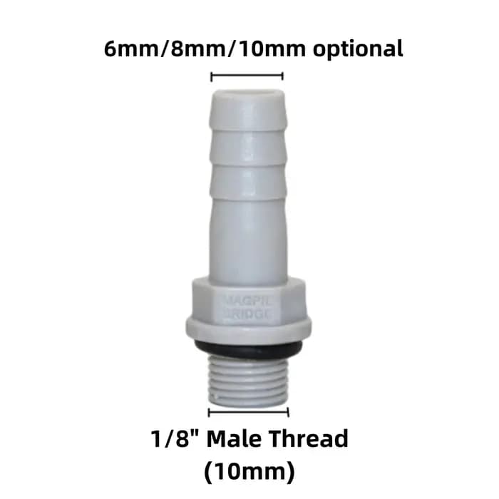 1/8 "1/4" 3/8 "1/2" filetage mâle à 6/8/10/12mm tuyau barbelé connecteur droit en plastique Aquarium pompe à Air Joint