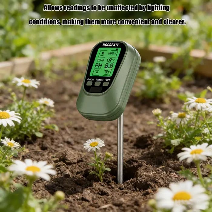 Testeur d'humidité du sol 4-en-1 avec écran LCD rétroéclairé