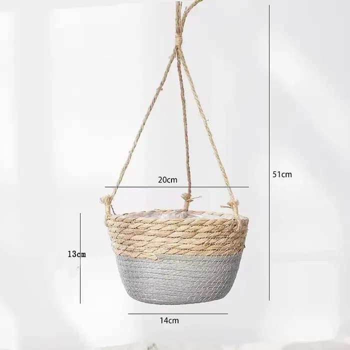 Support de pot de fleurs suspendu en rotin pour plantes d'intérieur et d'extérieur