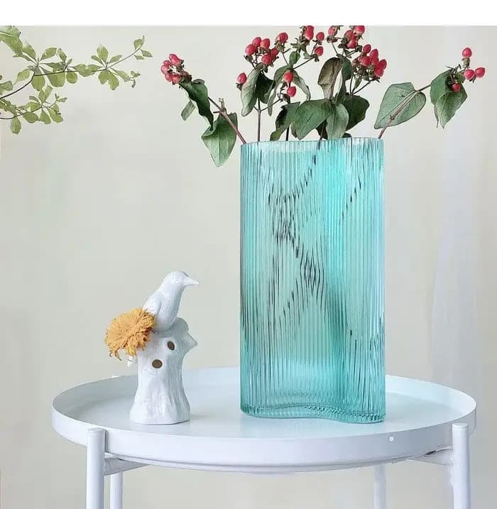 Vase en verre à Grain Vertical de grand diamètre