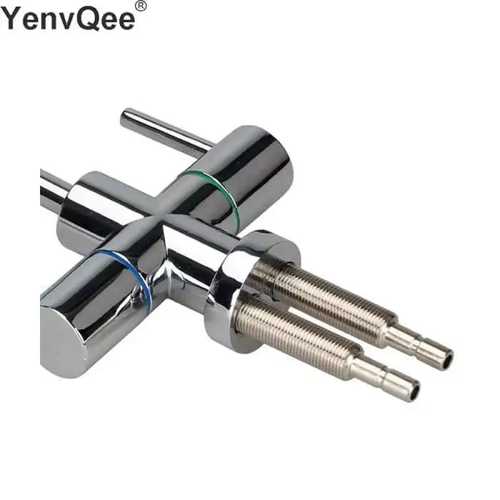 Ensemble de robinets à Double sortie en acier inoxydable, purificateur d'eau, robinet de cuisine RO, robinet à Double entrée et sortie, tuyau de connexion de 1/4 pouces