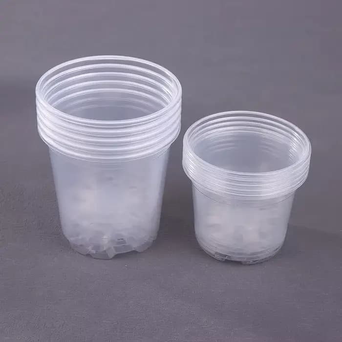 Pots de semis 5 pièces 3/3.5/4/5/6 pouces serre Pot de fleurs en plastique Transparent trou de Drainage Pot respirant Pot de fleur de pépinière