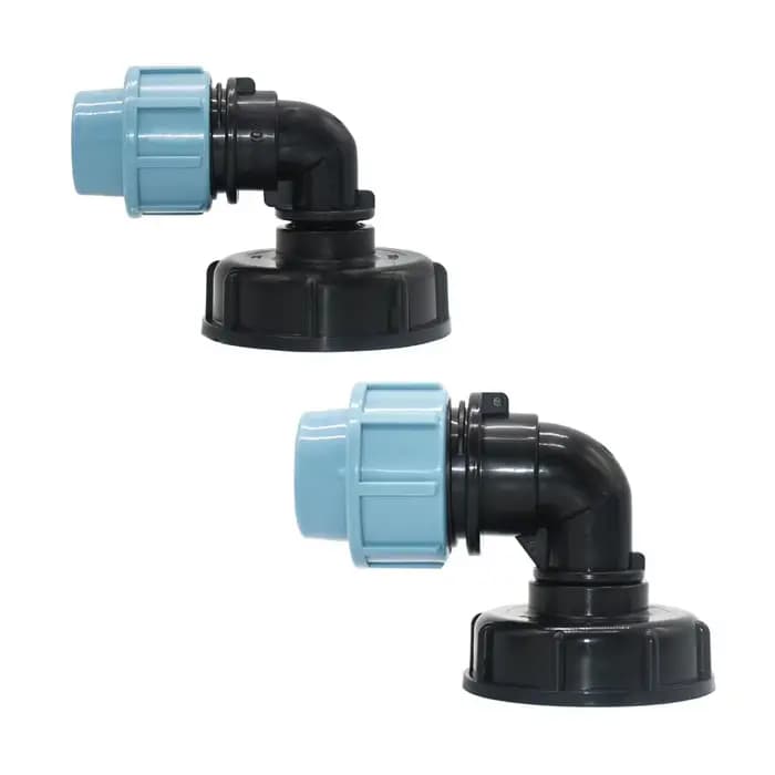Adaptateur IBC S60 x 20mm 25mm 32mm, Connecteur de Tube PE Coudé Mathiateur d'Eau Raccord de Tuyau e