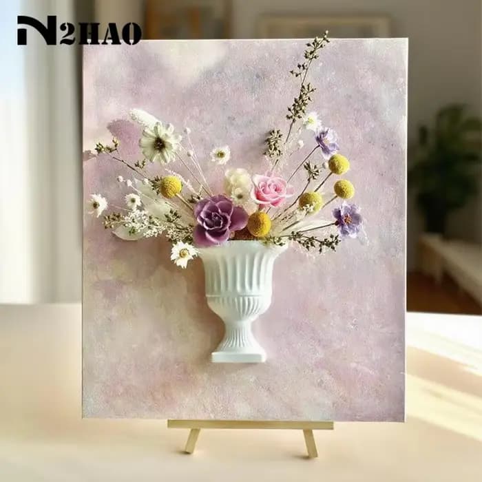 Vase mural demi-cercle blanc pour peinture à l'huile à la française