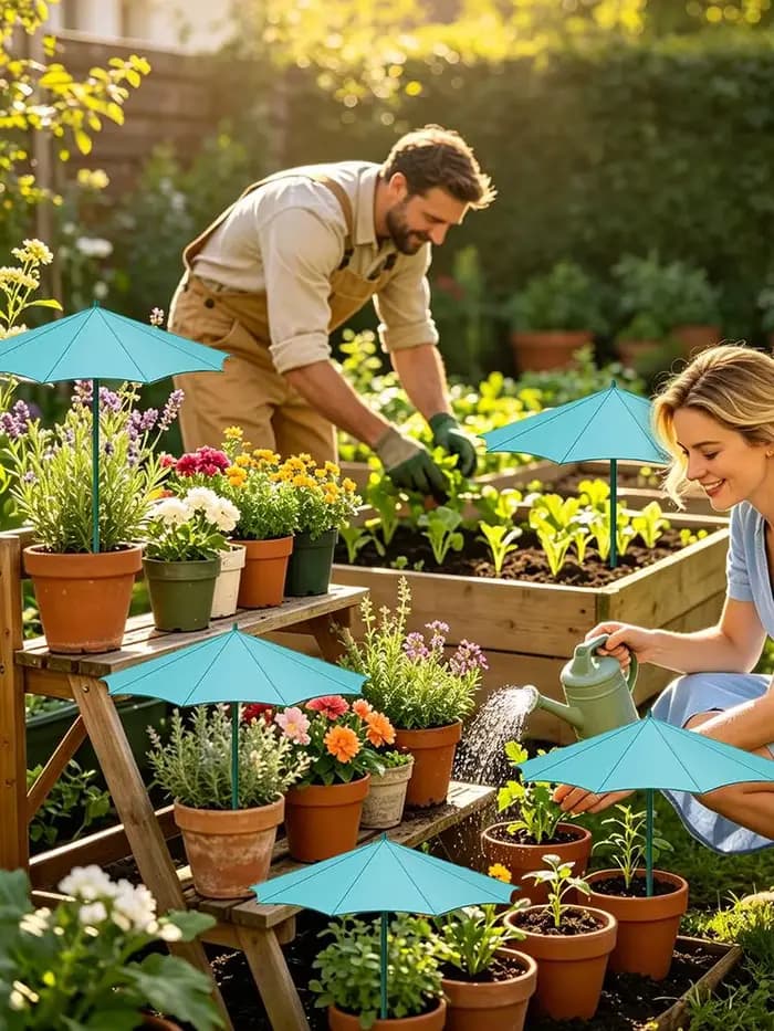 Parasols pour plantes (3 pièces) – Protection solaire UV pour semis et jeunes plants – Idéal pour jardiniers et légumes de balcon