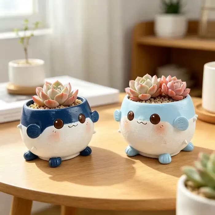 Pot de fleurs succulentes mignon en forme de dessin animé