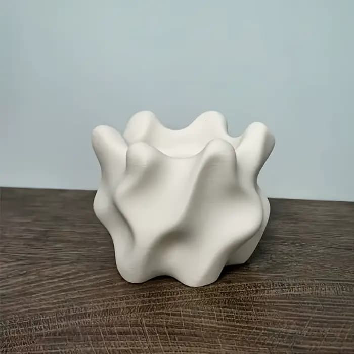 Pot de fleurs géométrique rétro moderne avec trou de drainage, pot à succulentes de forme irrégulièr