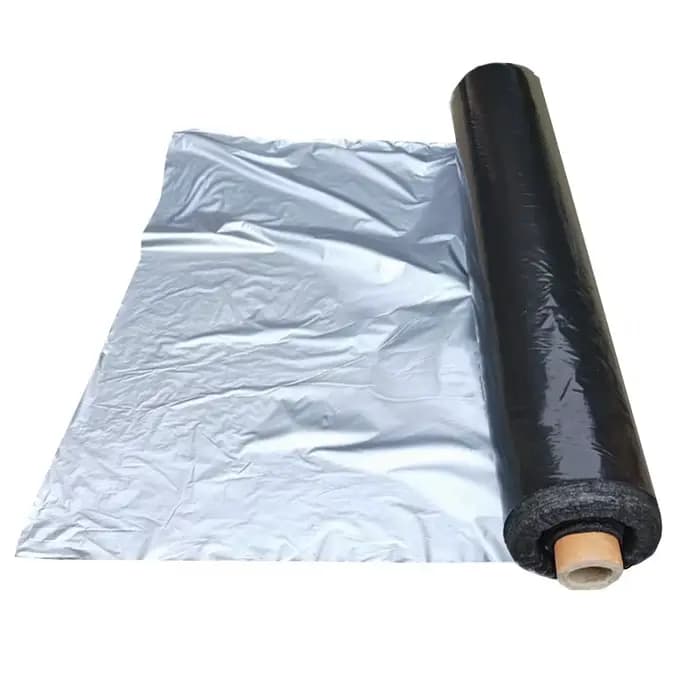 Film de paillis PE 30m 0.012mm, en plastique noir argenté, couverture de sol de jardin, Protection c