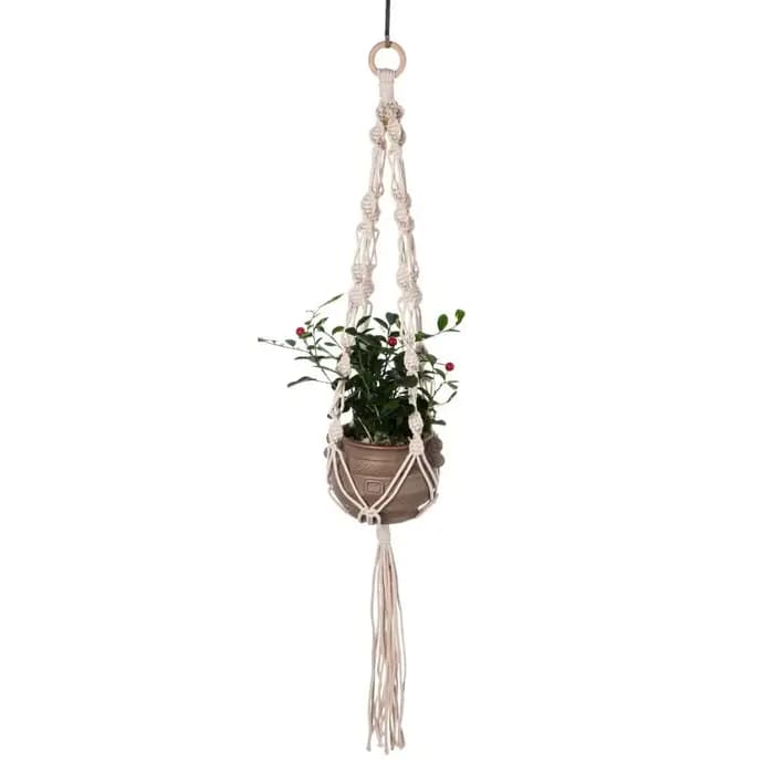 Boho coton corde cintre Pot de fleur fait à la main 4 pieds plante cintre créativité évidé conceptio